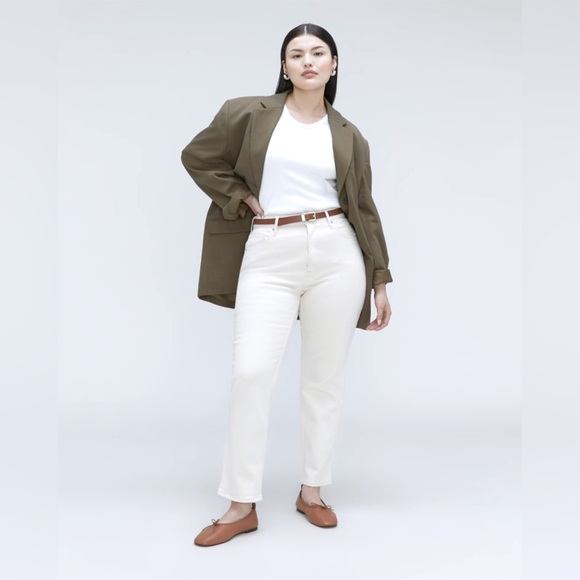NWT Everlane White The Curvy Cheeky Jean Straight Leg Cropped White Size 33 - Picture 1 of 13
